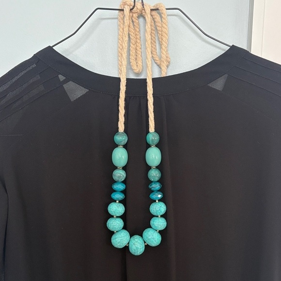 LOFT Accessories - Loft Turquoise Beaded Necklace with Rope and Tassel detail